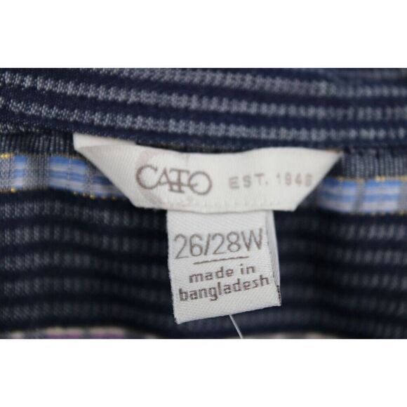 CATO WOMENS PLUS SIZE SPRINGFORWARD PITCH NAVY LONG SLEEVE SHIRT NWT - Picture 8 of 9